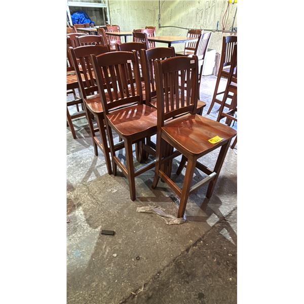 (5)  WOODEN BAR HEIGHT CHAIRS