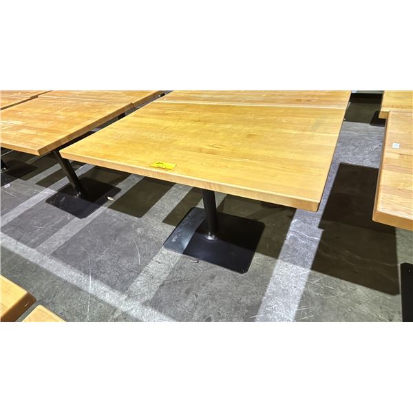 RECTANGULAR WOODEN TABLE WITH METAL BASE- APPROX. 48" X 30"