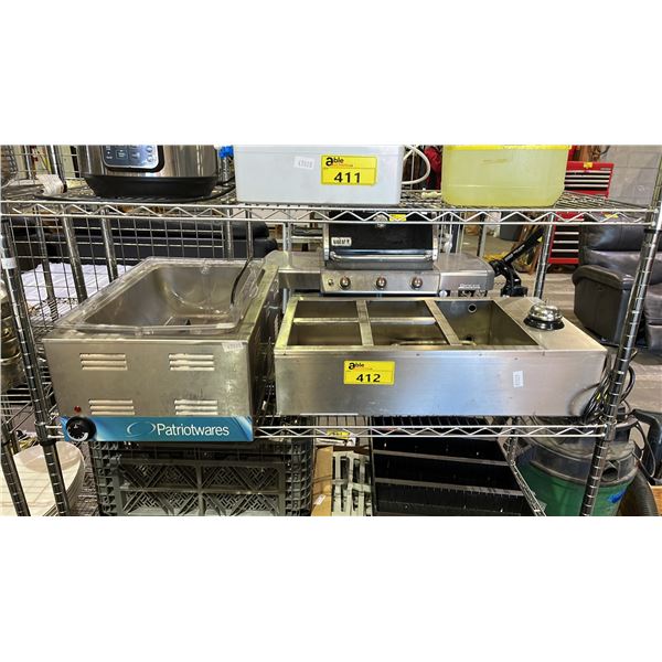 (2) ASSORTED FOOD WARMERS: ONE IS PATRIOTWARES, ONE DOES NOT HAVE TRAYS