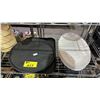 Image 3 : SHELF OF BAMBOO STEAMERS, PLASTIC FOOD BASKETS, PLASTIC TRAYS & GLASS SERVING PLATES