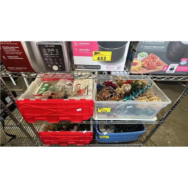 (2) TOTES OF ASSORTED CHRISTMAS DECORATIONS