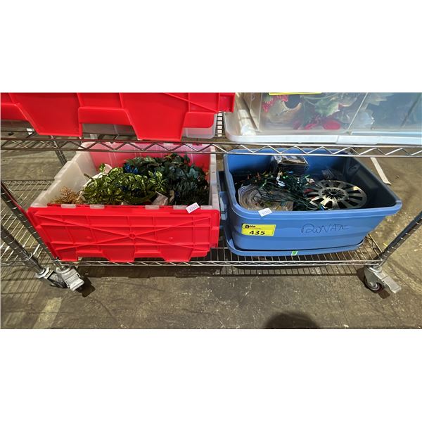 (2) TOTES OF ASSORTED CHRISTMAS LIGHTS & DECORATIONS