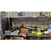 Image 1 : LOT OF ASSORTED ITEMS INCLUDING TOOLS, MANUAL AIR PUMP, RYOBI SANDER AND MORE