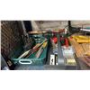 Image 2 : LOT OF ASSORTED ITEMS INCLUDING TOOLS, MANUAL AIR PUMP, RYOBI SANDER AND MORE