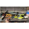 Image 3 : LOT OF ASSORTED ITEMS INCLUDING TOOLS, MANUAL AIR PUMP, RYOBI SANDER AND MORE