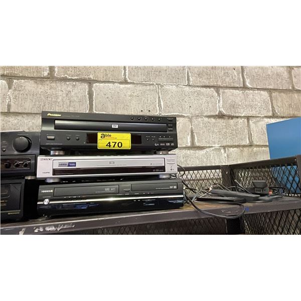 LOT OF PIONEER DVD PLAYER, TOSHIBA VHS TO DVD RECORDER COMBO UNIT AND SONY DVD/CD CHANGER WITH REMOT