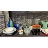 Image 2 : SHELF OF VINTAGE GLASSWARE, DISHES AND HOME DECOR ITEMS