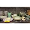 Image 3 : SHELF OF VINTAGE GLASSWARE, DISHES AND HOME DECOR ITEMS