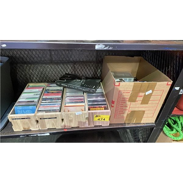 BOX OF ASSORTED DVD'S AND WOODEN CRATES OF MUSIC CD'S