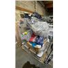 Image 1 : PALLET OF ASSORTED CLOTHING, LAUNDRY BASKETS, PILLOWS & MORE *MUST TAKE ALL ON PALLET*