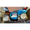 Image 3 : PALLET OF HOUSEHOLD ITEMS: PLASTIC BINS, MOTORIZED AWNING COVER, CORK BOARDS & MORE -