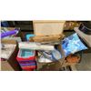 Image 4 : PALLET OF HOUSEHOLD ITEMS: PLASTIC BINS, MOTORIZED AWNING COVER, CORK BOARDS & MORE -