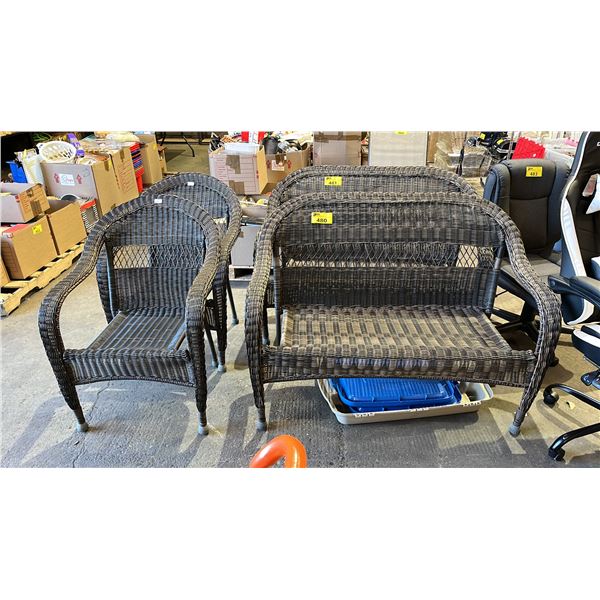 WICKER PATIO LOVESEAT & CHAIR