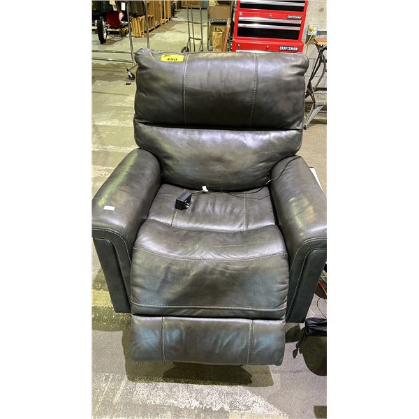 BROWN LEATHER LIKE POWER RECLINER WITH POWER CORD - *WORKING CONDITION UNKNOWN*