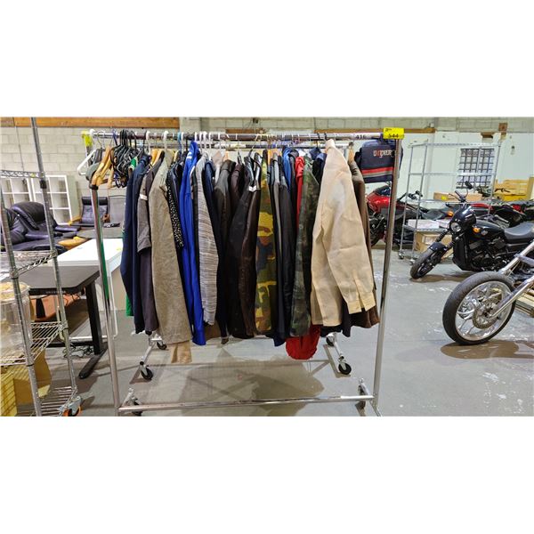 RACK OF ASSORTED CLOTHING (RACK NOT INCLUDED)