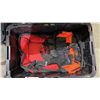 Image 2 : PLASTIC TOTE OF ASSORTED CANVAS TOOL BAGS