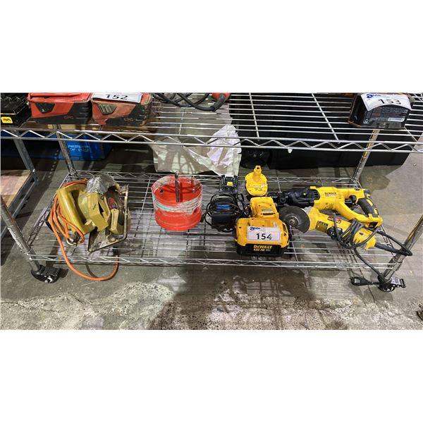 DEWALT GRINDER, DEWALT HAMMER DRILL, BATTERIES, CHARGERS & B & D CIRCULAR SAW