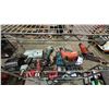 Image 1 : SHELF OF ASSORTED TOOLS: HILTI HAMMER DRILL, HITACHI COIL NAILER, METABO ANGLE GRINDER & MORE