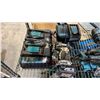 Image 2 : SHELF OF ASSORTED MAKITA TOOLS: HAMMER DRILL, JIG SAWS, BATTERY CHARGERS & MORE