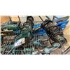 Image 4 : SHELF OF ASSORTED MAKITA TOOLS: HAMMER DRILL, JIG SAWS, BATTERY CHARGERS & MORE