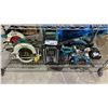 Image 1 : SHELF OF MAKITA TOOLS: CIRCULAR SAWS, JOBSITE RADIO, CORDLESS DRILLS & MORE