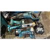 Image 4 : SHELF OF MAKITA TOOLS: CIRCULAR SAWS, JOBSITE RADIO, CORDLESS DRILLS & MORE