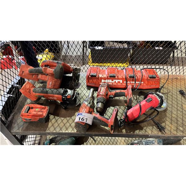 HILTI GRINDERS, CIRCULAR SAW, DRILLS & BATTERY CHARGERS