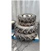 Image 1 : (4) TIGER BRAND TRACTOR TRAILER TIRES MOUNTED ON 6 BOLT METAL RIMS
