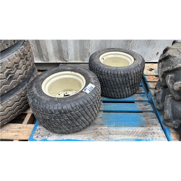 SET OF 2 CARLISLE TURF MASTER 24X12.00-12 NHS TIRES MOUNTED ON 5 BOLT METAL RIMS