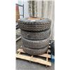 Image 1 : SET OF 4 MICHELIN XDS2 11R245 TIRES MOUNTED ON 10 BOLT METAL RIMS