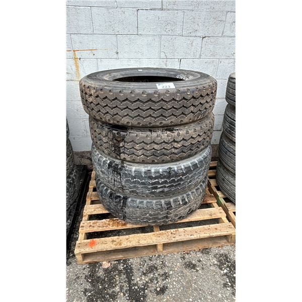 SET OF 2 BF GOODRICH ST244 275/80R24.5 TIRES & SET OF 2 AEOLUS HN08 11R24.5 TIRES MOUNTED ON 10 BOLT