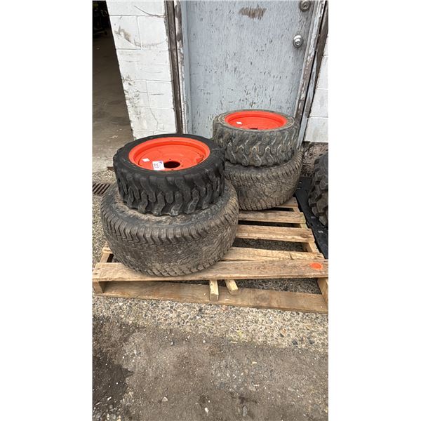 SET OF 2 CARLISLE TRAC CHIEF 23X8.50-14SS TIRES MOUNTED ON 6 BOLT METAL RIMS & SET OF 2 CARLISLE