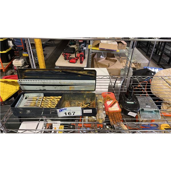 MASTERCRAFT DRILL BITS, DEWALT BATTERY CHARGER, METAL BRACKET & MORE