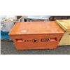 Image 1 : ORANGE METAL STORAGE CONTAINER & CONTENTS
