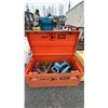 Image 2 : ORANGE METAL STORAGE CONTAINER & CONTENTS