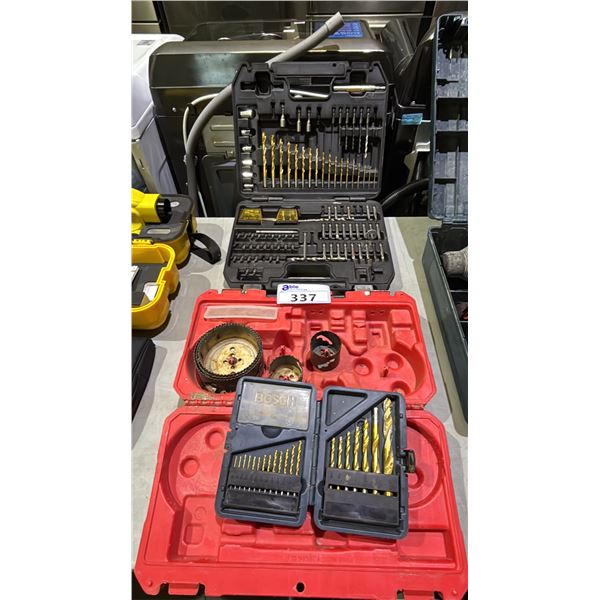 DEWALT SCREWDRIVER & DRILL BIT SET, BOSCH DRILL BIT SET & MILWAUKEE BI-METAL HOLE SAW KIT