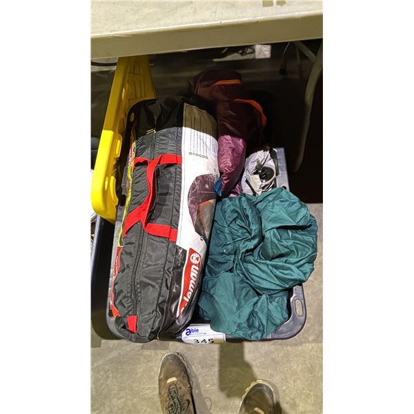 TOTE OF TENTS, INFLATABLE MATTRESS & MORE