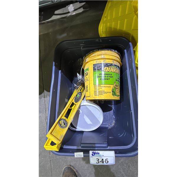 TOTE OF LEVELS, SELF-BONDING CEMENT, WATER STOP CEMENT & MORE