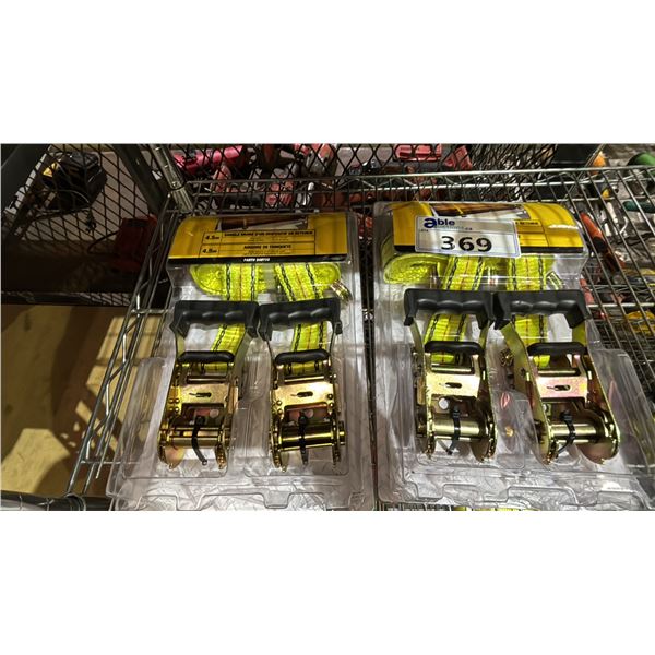 *NEW* (2) PROGRIP 15' RATCHET TIE-DOWNS: 4000LB BREAK STRENGTH/1333LB WORKING LOAD LIMIT