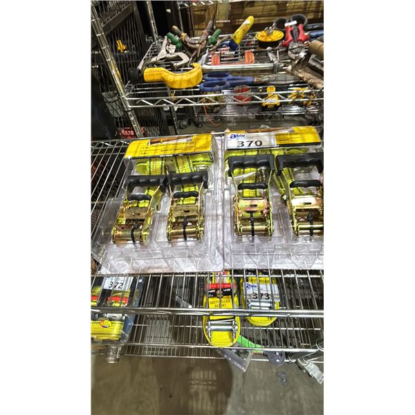 *NEW* (2) PROGRIP 15' RATCHET TIE-DOWNS: 4000LB BREAK STRENGTH/1333LB WORKING LOAD LIMIT