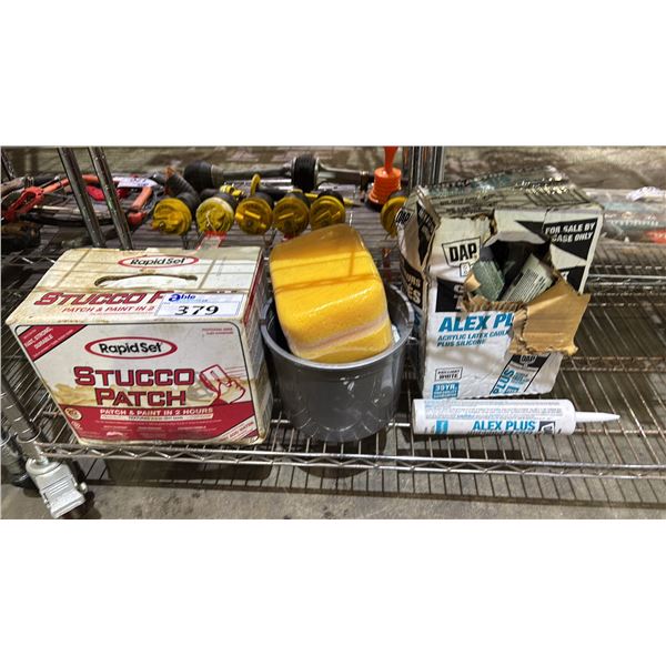 RAPID SET STUCCO PATCH, BOX OF ACRYLIC LATEX CAULK, SHEETROCK PATCHING COMPOUND & SPONGES