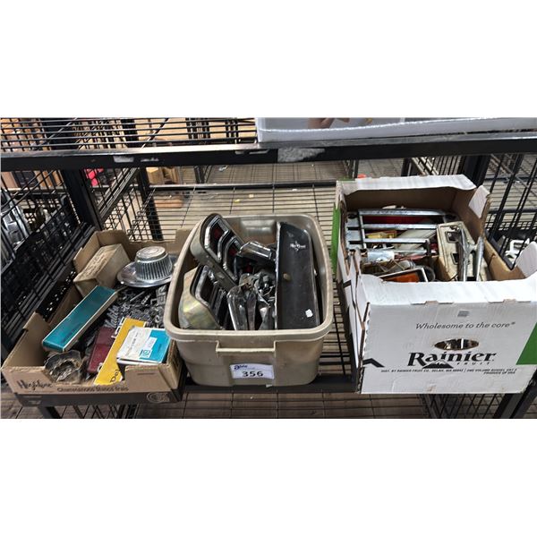 SHELF OF ASSORTED AUTOMOTIVE PARTS