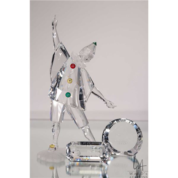 Swarovski crystal "Pierrott" no. 23586, 8" in height. From the 2000 Masquerade Trilogy. Includes fig