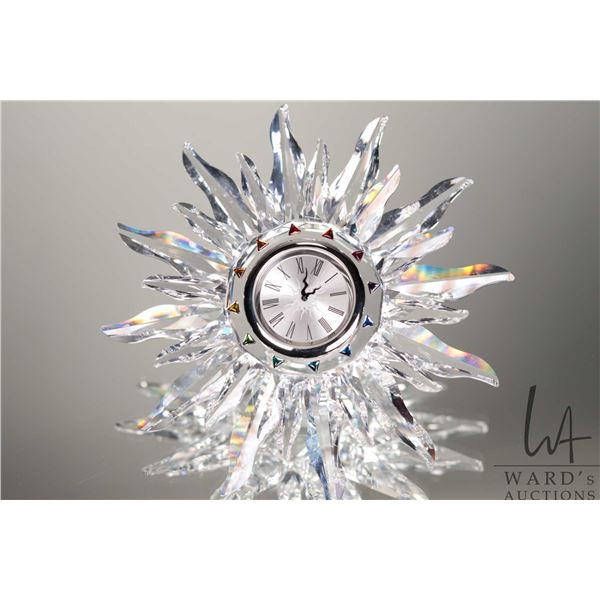 Swarovski Solaris Table Clock no. 229402, 5" in diameter. From the 1998 Exquisite Accents series, in