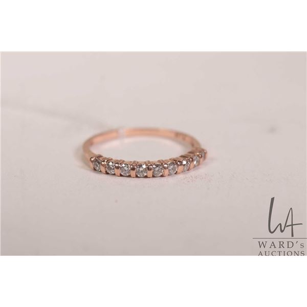14kt rose gold and diamond band, 1.5 grams, size 6.5