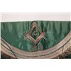 Image 2 : Selection of Regalia including antique Masonic kid leather and silk apron, decorated with silver thr