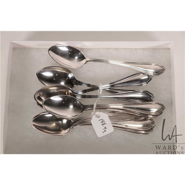 Eleven matching sterling silver tea spoons