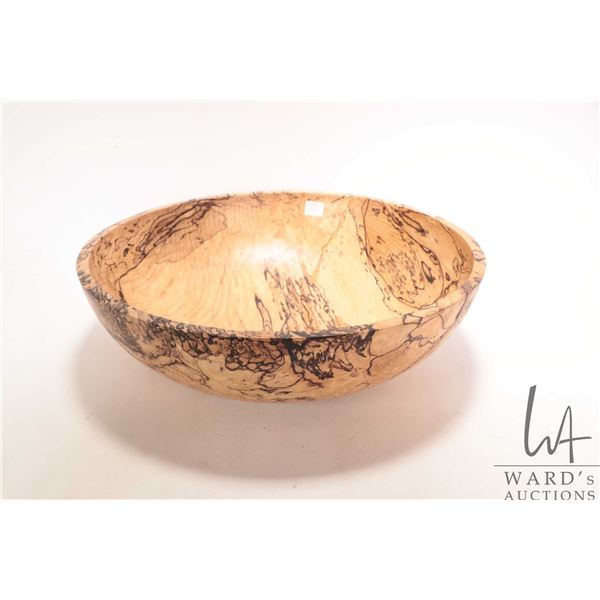 Brian McEvoy, artisan made decorative English beech turned wooden bowl, 16 1/2" in diameter X 5" hig