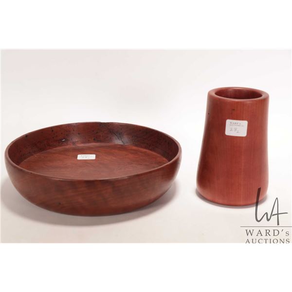 Brian McEvoy, artisan made decorative Pink Ivory turned wooden 5 1/2" high vase. Initialed by artist