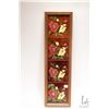 Image 1 : Framed set of four antique Arts & Crafts glazed floral tiles, overall dimensions 24 3/4" X 7"